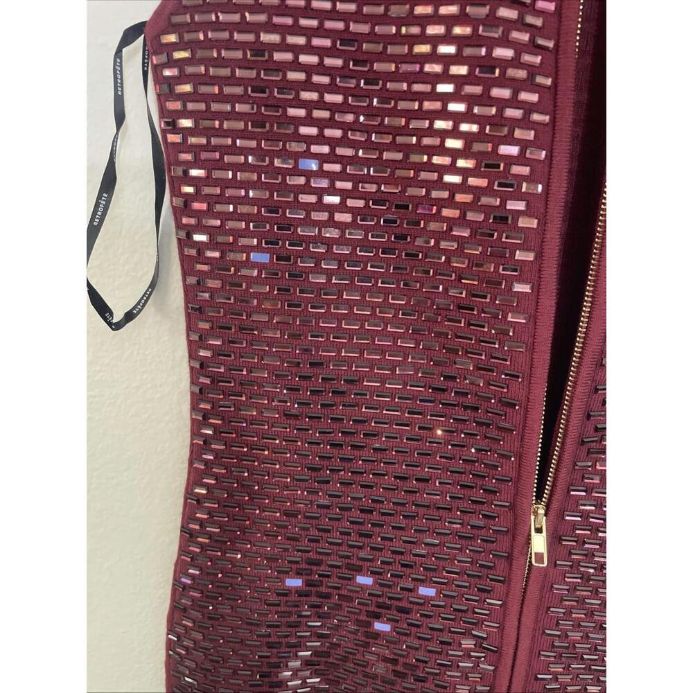 Retrofete Burgundy Sequin High-Neck Column Gown - Picture 15 of 15